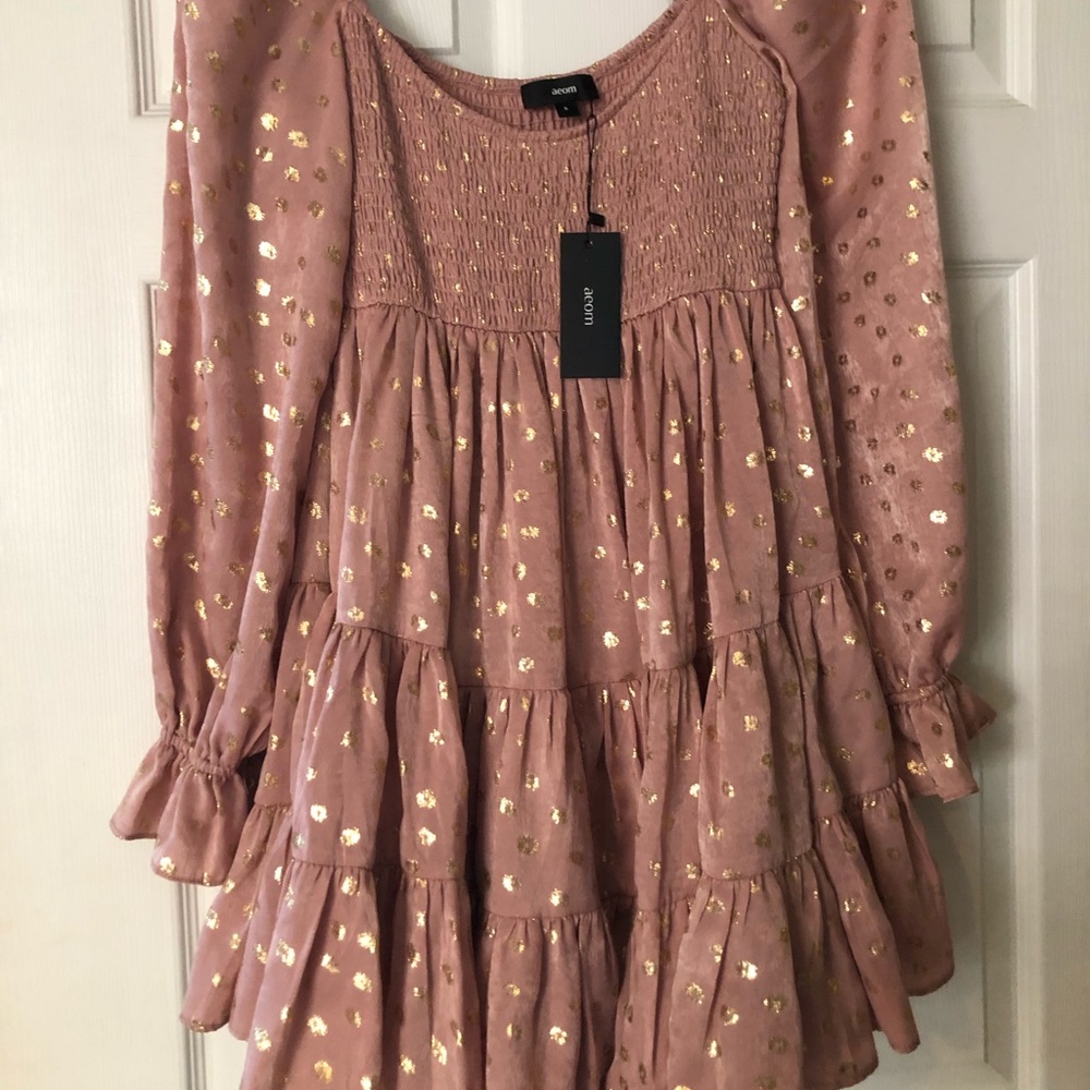 NWT designer smocked top tiered dress